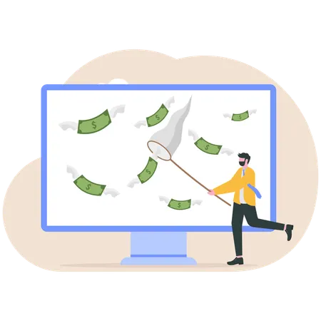 Geschäftsmann verdient online Geld  Illustration