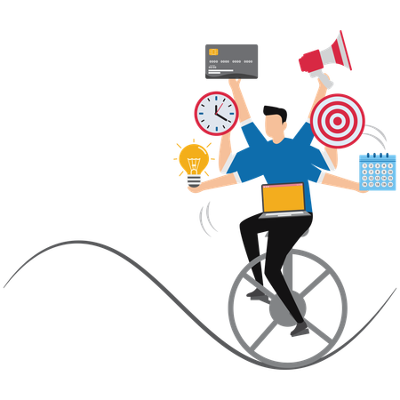 Geschäftsmann verfügt über Projektmanagement-Fähigkeiten  Illustration