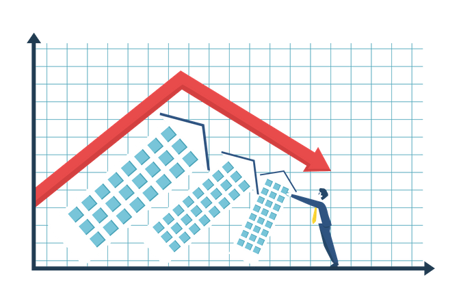 Geschäftsmann versucht, den Markteinbruch zu stoppen  Illustration