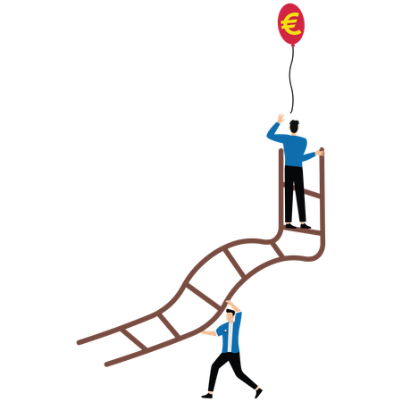 Geschäftsmann versucht, Finanzballon zu fangen  Illustration