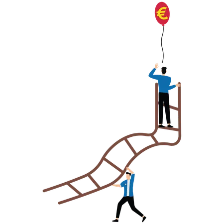 Geschäftsmann versucht, Finanzballon zu fangen  Illustration