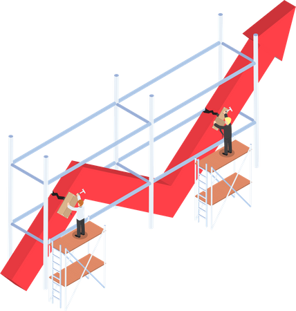 Geschäftsmann versucht, defektes Diagramm zu reparieren  Illustration