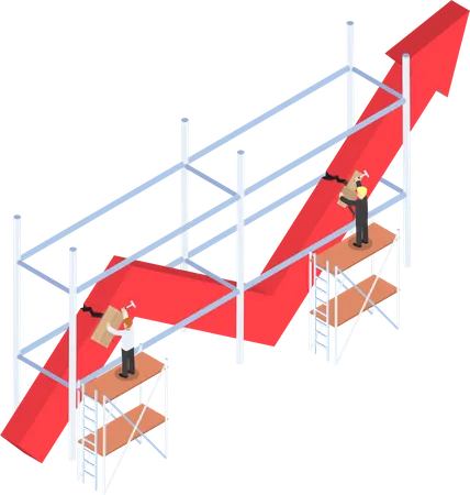 Geschäftsmann versucht, defektes Diagramm zu reparieren  Illustration