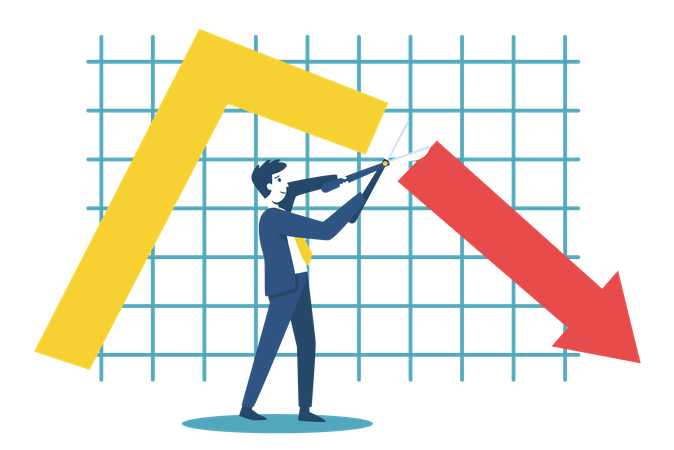 Geschäftsmann versucht, Verluste zu reduzieren  Illustration