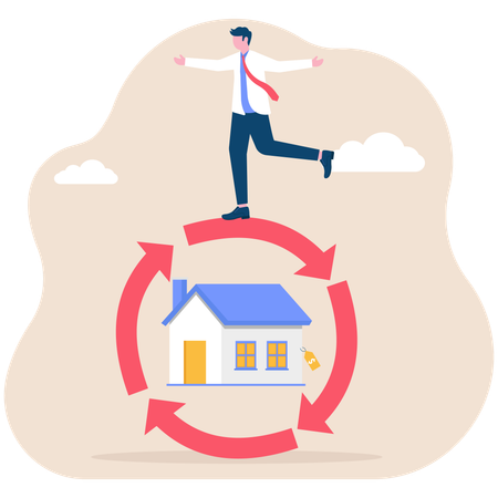 Geschäftsmann verwaltet Immobilieninvestitionen  Illustration