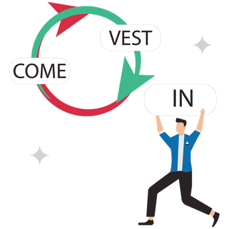 Geschäftsmann verwandelt Investitionen in Einkommen  Illustration