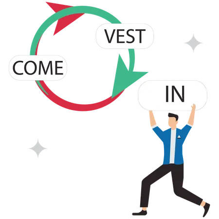 Geschäftsmann verwandelt Investitionen in Einkommen  Illustration