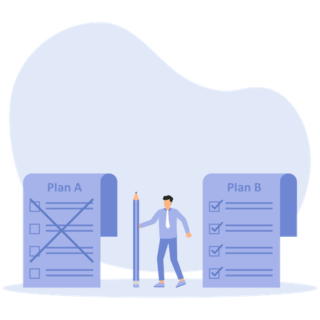 Geschäftsmann wählt neuen Geschäftsstrategieplan B  Illustration