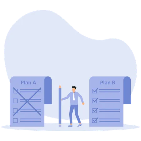 Geschäftsmann wählt neuen Geschäftsstrategieplan B  Illustration