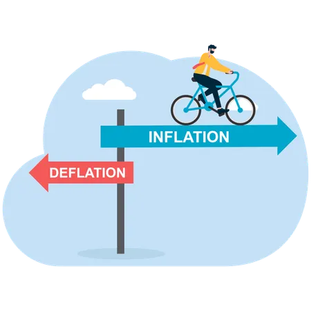 Geschäftsmann wählt Richtung für Inflation und Deflation  Illustration