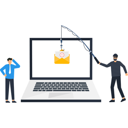 Geschäftsmann wird Opfer eines Phishing-Angriffs  Illustration