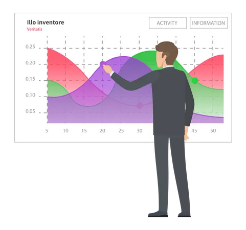 Geschäftsmann zeigt Analysedaten  Illustration