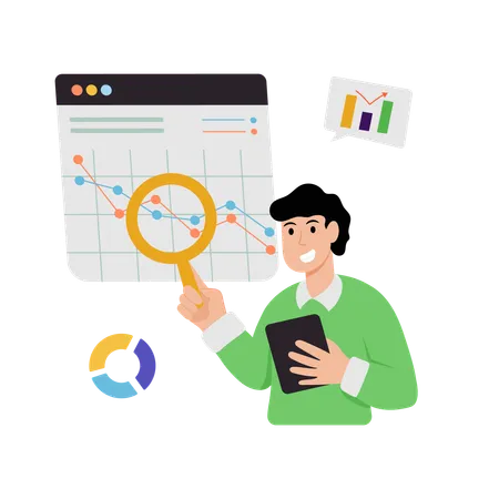 Geschäftsmann zeigt Analysediagramm  Illustration