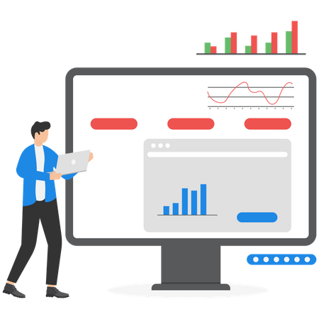 Geschäftsmann zeigt Analysediagramm  Illustration