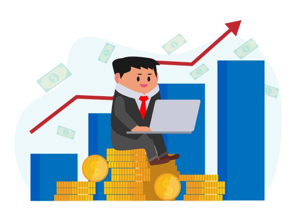 Geschäftsmann zeigt Finanzwachstum  Illustration