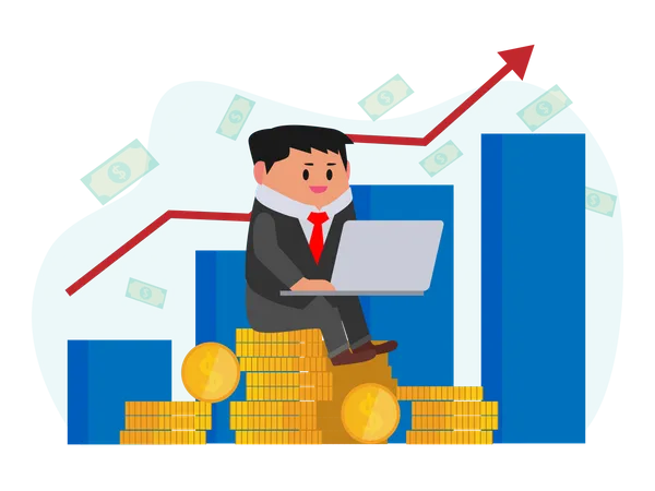 Geschäftsmann zeigt Finanzwachstum  Illustration