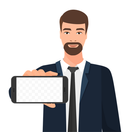 Geschäftsmann zeigt Handy  Illustration