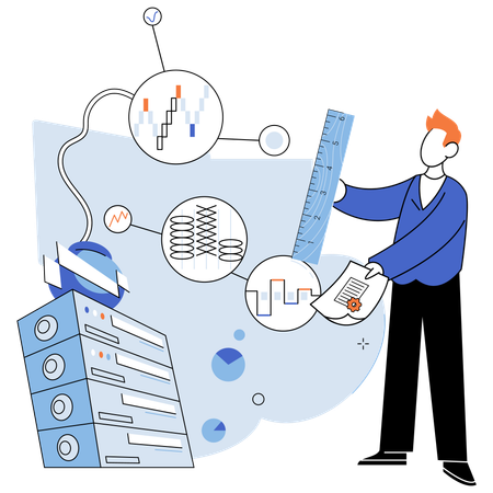 Geschäftsmann zeigt KPI-Bedeutung und misst Leistung  Illustration