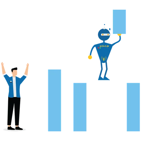 Geschäftsmann zeigt Geschäft mit künstlicher Intelligenz  Illustration