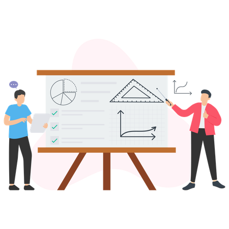 Geschäftsmann zeigt Marktdiagramm  Illustration