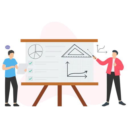 Geschäftsmann zeigt Marktdiagramm  Illustration