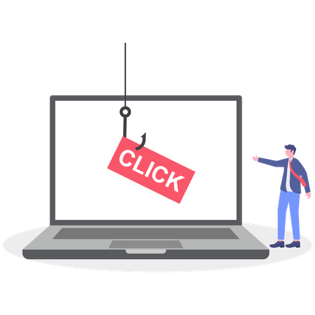 Geschäftsmann zeigt Phishing-Klick  Illustration
