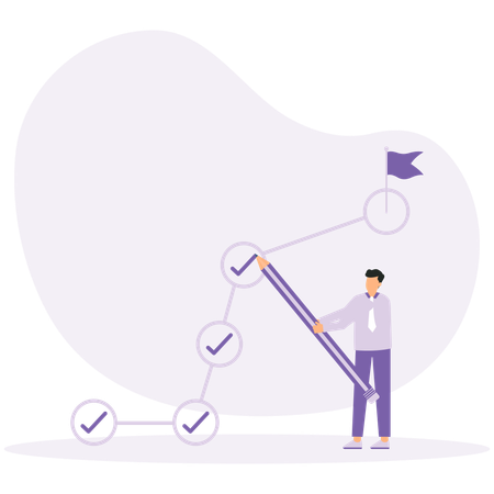 Geschäftsmann zeigt strategischen Planungsworkflow  Illustration