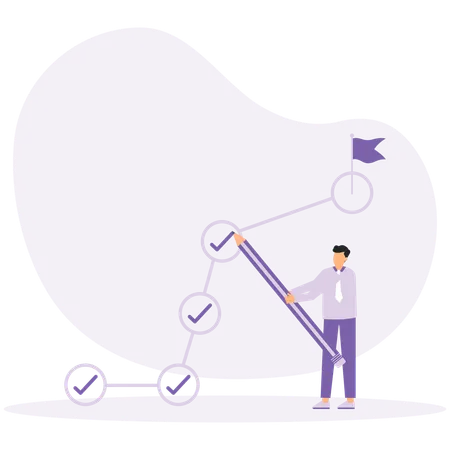 Geschäftsmann zeigt strategischen Planungsworkflow  Illustration