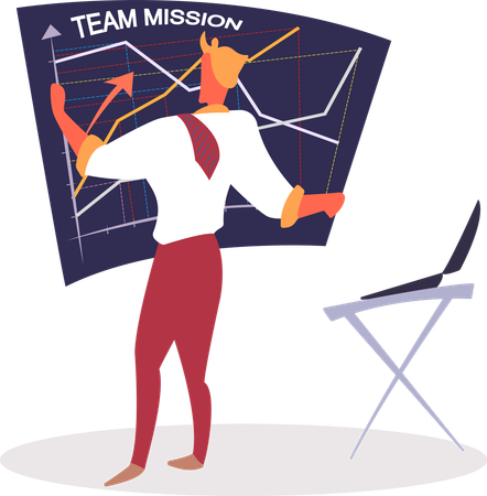 Geschäftsmann zeigt Team-Mission  Illustration