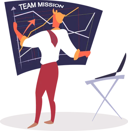 Geschäftsmann zeigt Team-Mission  Illustration