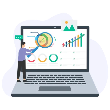 Geschäftsmann zeigt Waage-Dashboard  Illustration