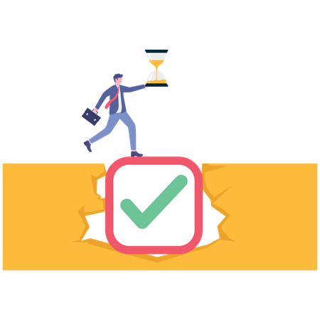 Geschäftsmann zu Fuß auf Checkliste Brücke  Illustration