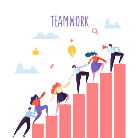Mitarbeiter in Unternehmen arbeiten zusammen - Teamwork-Konzept  Illustration