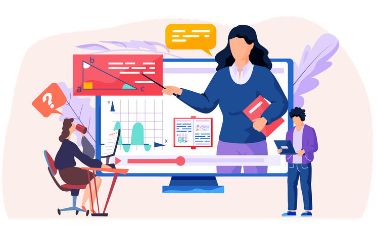 Geschäftsmitarbeiter hält Online-Präsentation  Illustration