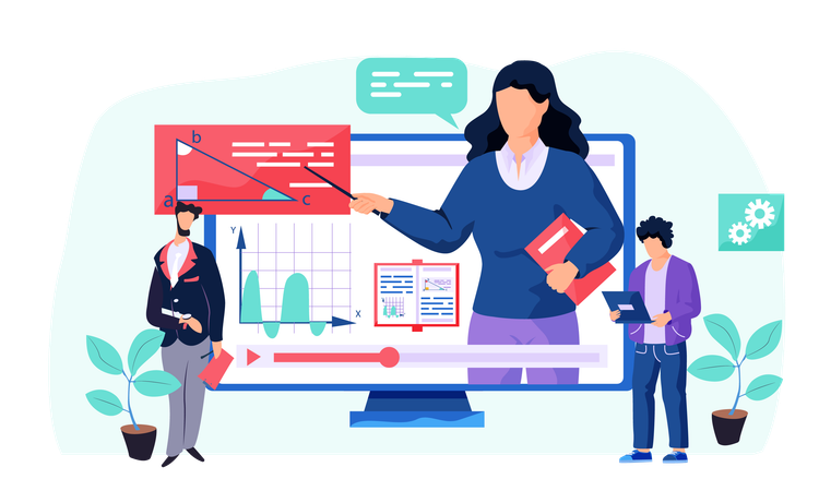 Geschäftsmitarbeiter hält Online-Präsentation  Illustration