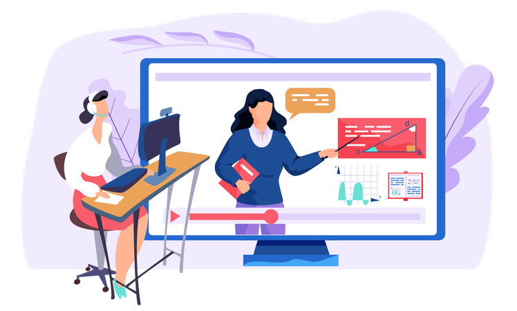Geschäftsmitarbeiter hält Online-Präsentation  Illustration
