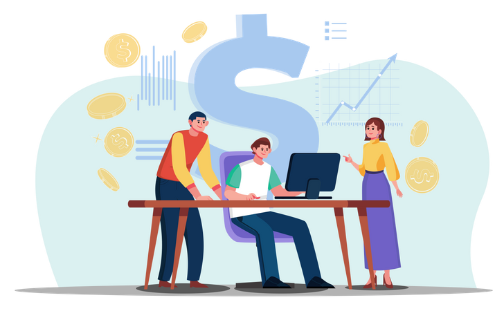 Geschäftspartner analysieren Geschäftswachstum  Illustration