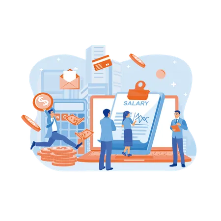 Geschäftspartner analysieren Umsatzbericht  Illustration