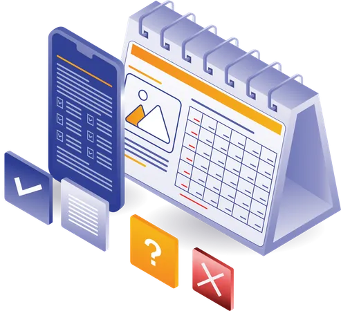 Kalender für die Checkliste zur Geschäftsplanungsdaten  Illustration