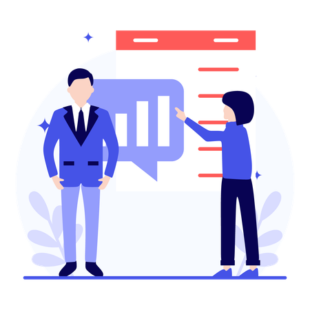 Geschäftspräsentation mit Datendiagrammen  Illustration