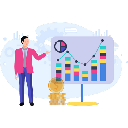 Unternehmen geben Finanzanalysebericht  Illustration