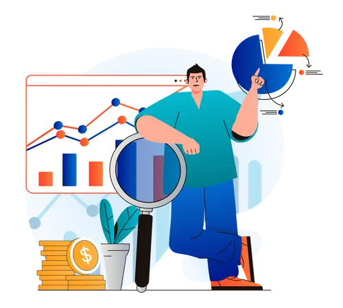 Analyse der Geschäftsstatistik  Illustration