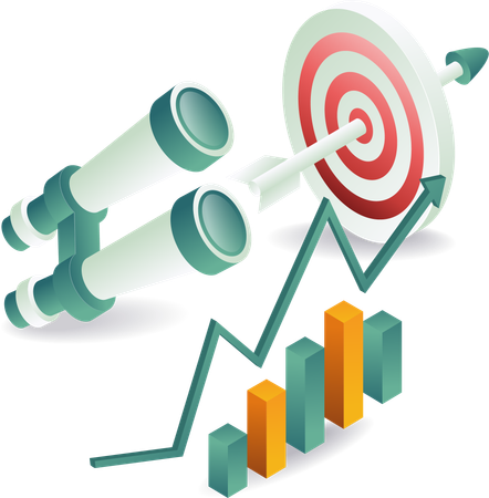 Unternehmensstrategie mit Unternehmensziel und Analyse  Illustration