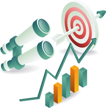 Unternehmensstrategie mit Unternehmensziel und Analyse  Illustration