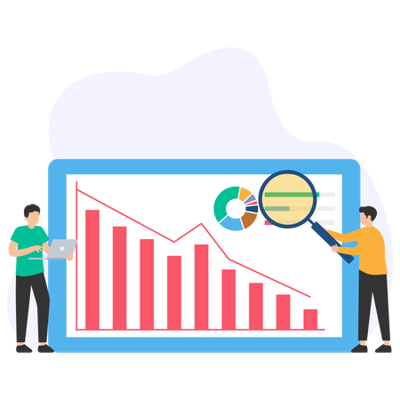 Geschäftsteam arbeitet an Diagramm  Illustration