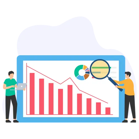 Geschäftsteam arbeitet an Diagramm  Illustration