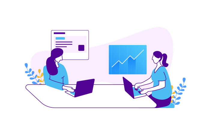 Geschäftsteam arbeitet gemeinsam an Datenanalyse  Illustration