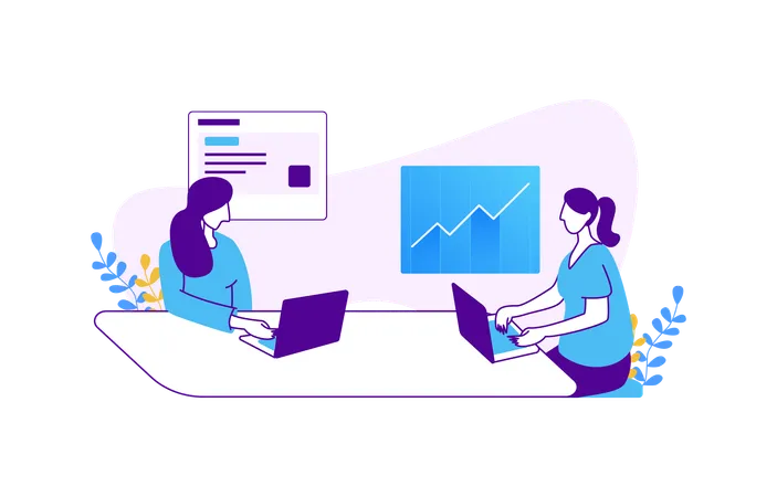 Geschäftsteam arbeitet gemeinsam an Datenanalyse  Illustration