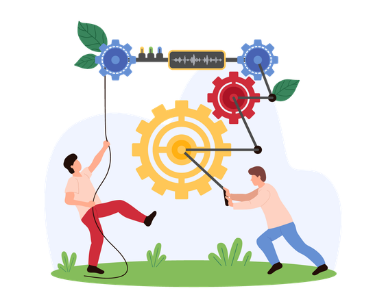 Geschäftsteam arbeitet im Geschäftsumfeld  Illustration