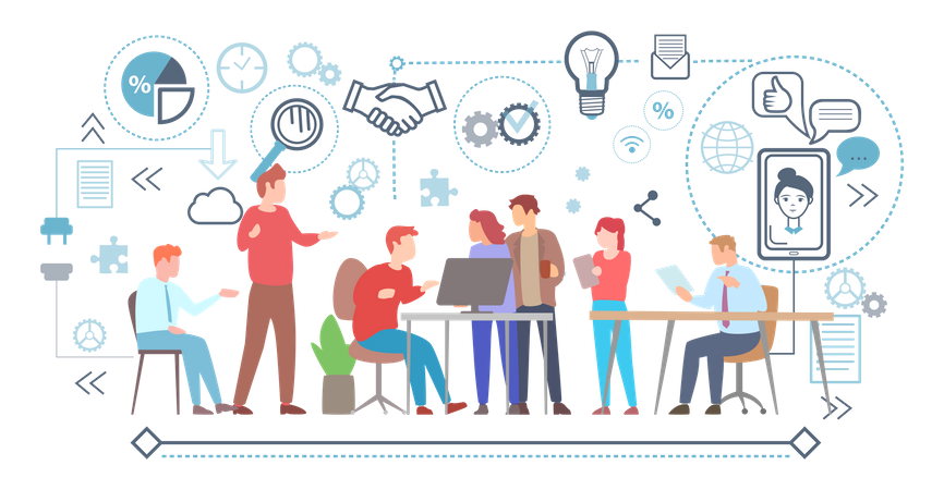 Geschäftsteam arbeitet zusammen  Illustration